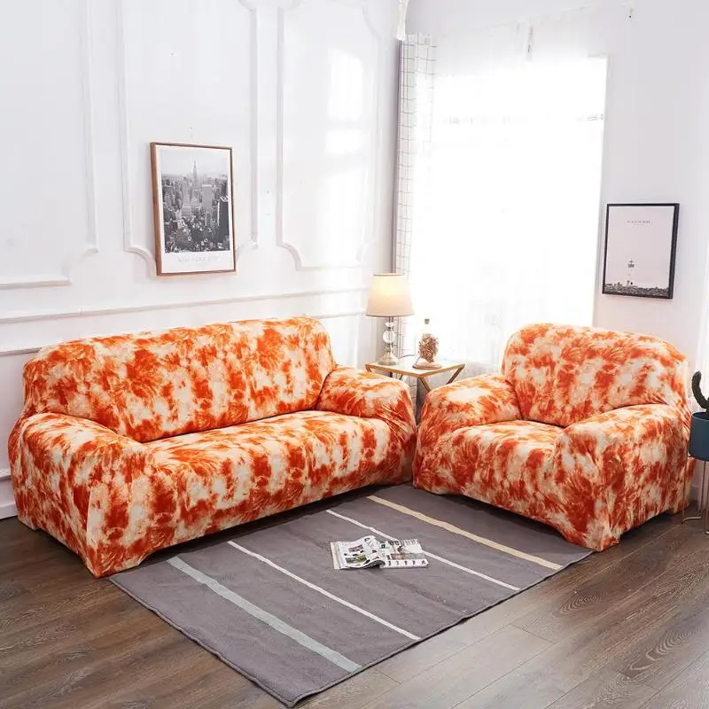 

Graffiti All-inclusive Couch Stretch Sofa Full Cover Thin Slipcover Orange