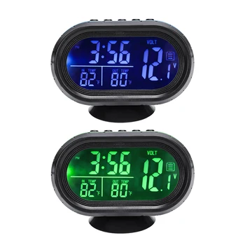 

Digital Car Clock Thermometer Voltmeter Automobile LED Lighted Dual Temperature Gauge Voltmeter Voltage Tester