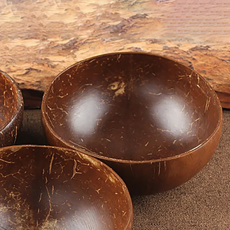 

Natural Log Bowl Fruit Salad Plate Decorative Crafts Coconut Shell Ice Cream Cup Cutlery Dessert Container