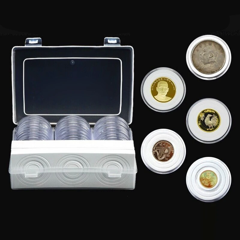 

30pcs/Set Plastic Clear Capsule Collection Coin Storage Box 16/20/25/27/30/38/46 Coin Capsule Collection Storage Case For Home