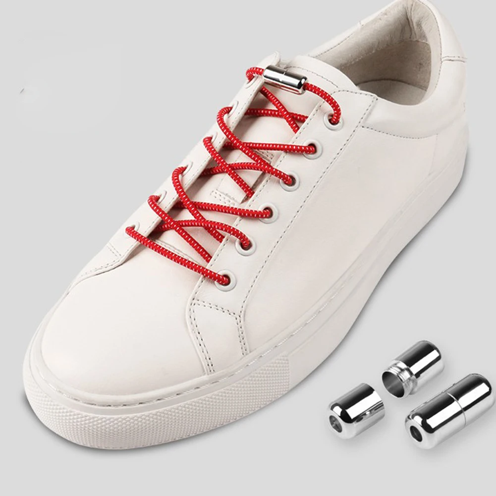Унисекс круглый ленивый эластичный замок шнурки для кроссовок 100 СМ Металлическая голова пряжка спортивные уличные обувные шнурки для шнуровки Cordones Zapato