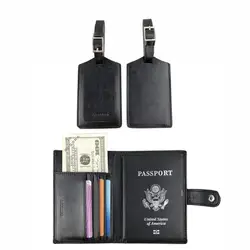 1 шт.. Держатели для паспорта США + 2 шт. багажные бирки Синтетическая кожа Прямая доставка 7178-40