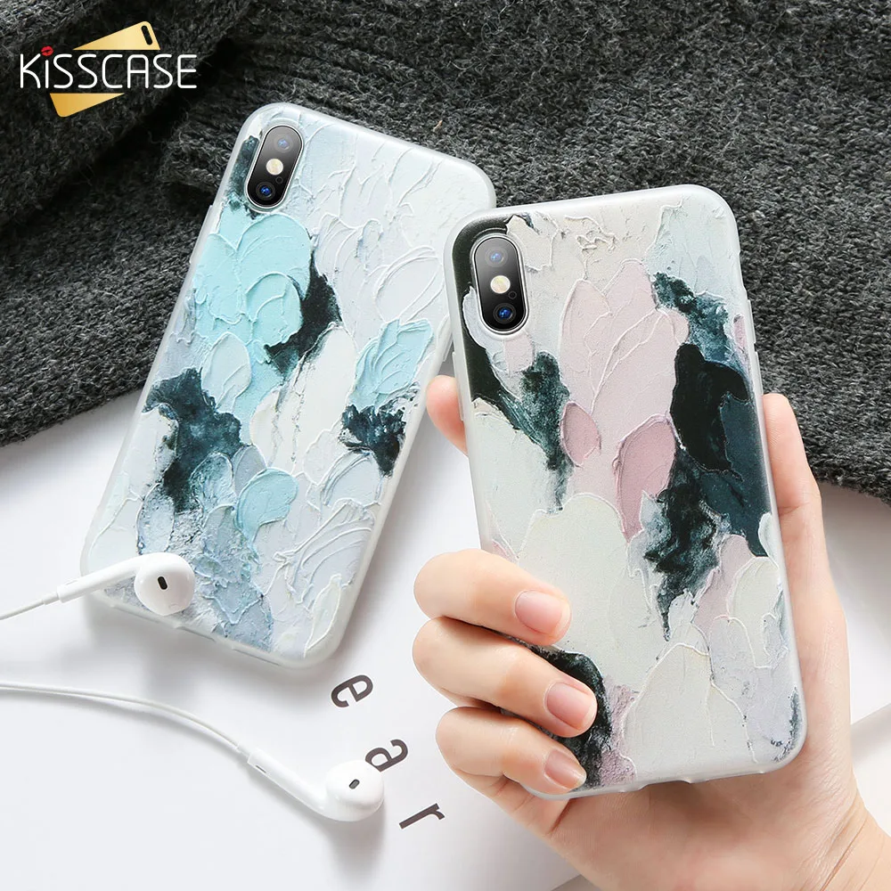 KISSCASE художественный чехол с граффити для iPhone X Xs Max 3D тиснение матовый Силиконовый