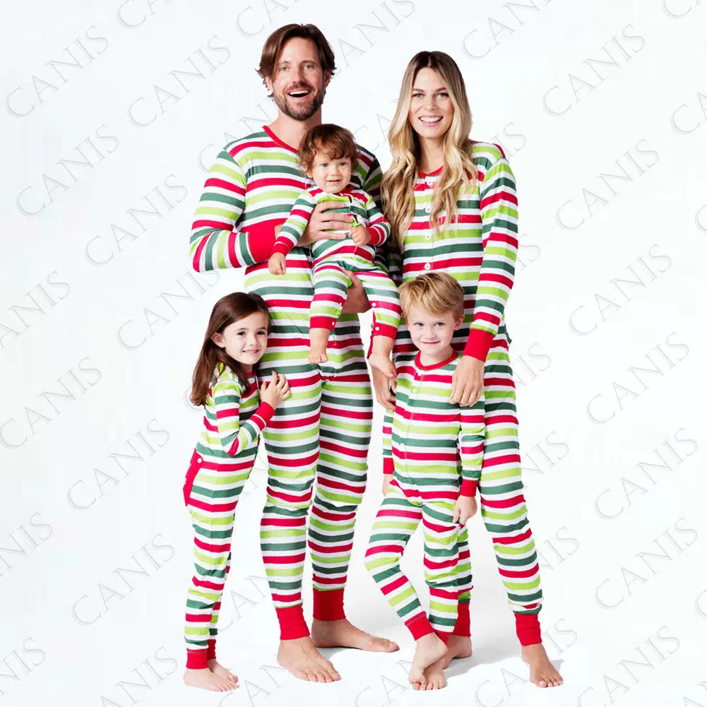 

2018 Canis Christmas Family Matching Suit Pajamas PJs Set Women Kids Christmas Autumn Winter Sleepwear