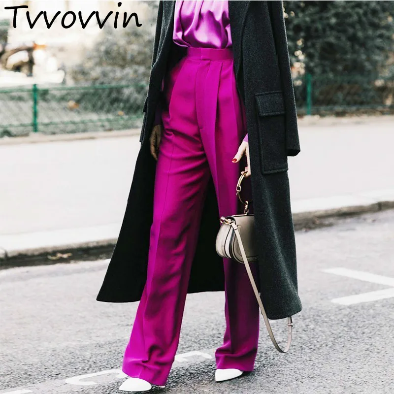 Длинные брюки женские Высокая Талия одноцветное прямые брюки для Для женщин большой Размеры Повседневное Мода 2019 весенняя одежда новый E067