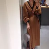 Женское Свободное пальто с длинным рукавом, длинный вязаный кардиган с поясом, верхняя одежда на осень и зиму ► Фото 2/6