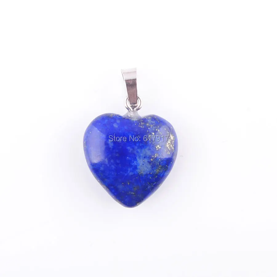 

RONGZUAN Natural Lapis Lazuli Gem Stone Lovers Love Heart Bead Reiki Chakra Healing Pendant Necklace Jewelry TN3438