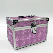 Профессиональный алюминий сплава органайзер для косметики розовый макияж с изображением бабочки чехол Красота косметическая сумка многоуровневый Блокируемая коробка для ювелирных изделий