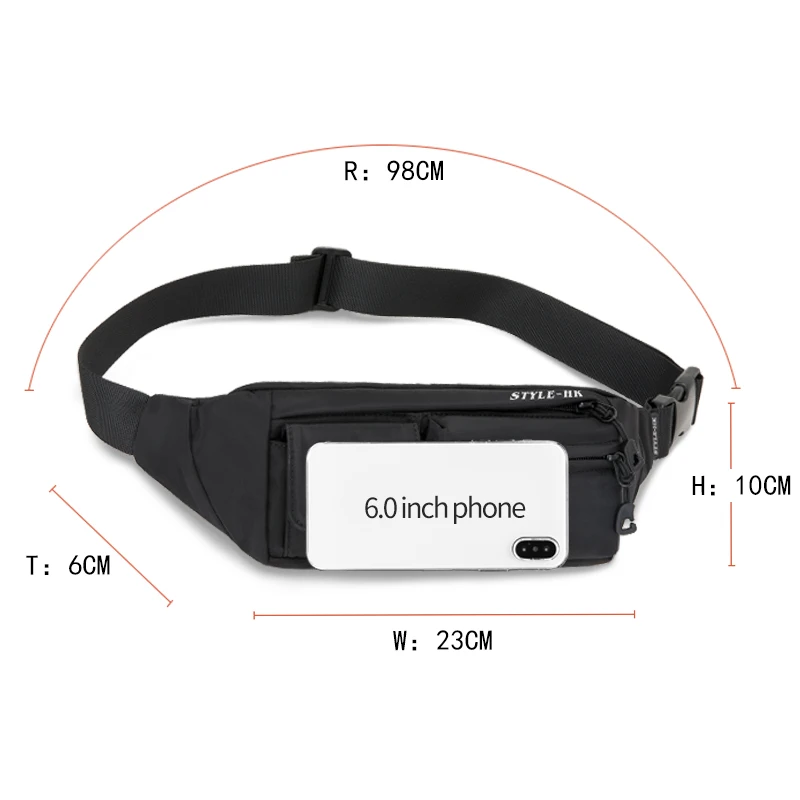 هونج كونج الرجال الخصر حقيبة حزمة المراهق السفر الهاتف الحقيبة للرجال حزمة مراوح الكتف Crossbody حقيبة محفظة ل حزام للجنسين الورك أكياس
