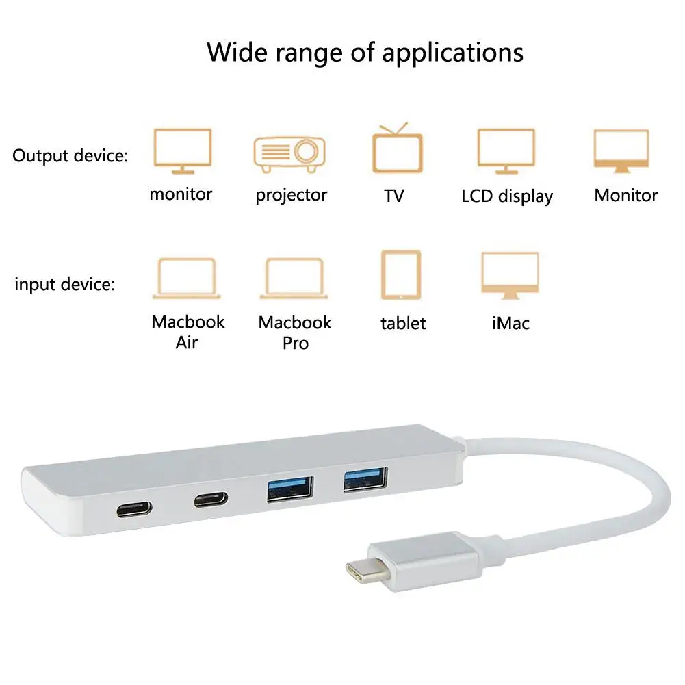4 в 1 USB C Type концентратор из алюминиевого сплава 2 порта Usb 3 0 PD зарядный конвертер