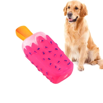 

Squeak Toys Pet Dog Toy Cat Puppy Bite Chew Molar Toy For Pet Gifts Pet Supplies Pink Popsicle Shaped Non-toxic Rubber