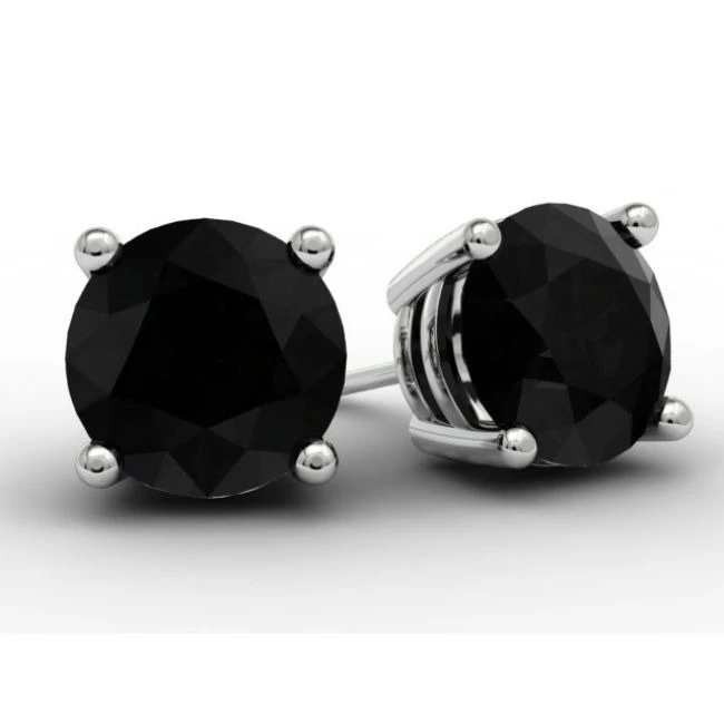 4 Ct Round Black Simulated Diamond 4-Prongs 14K White Gold Over Stud Earrings | Украшения и аксессуары