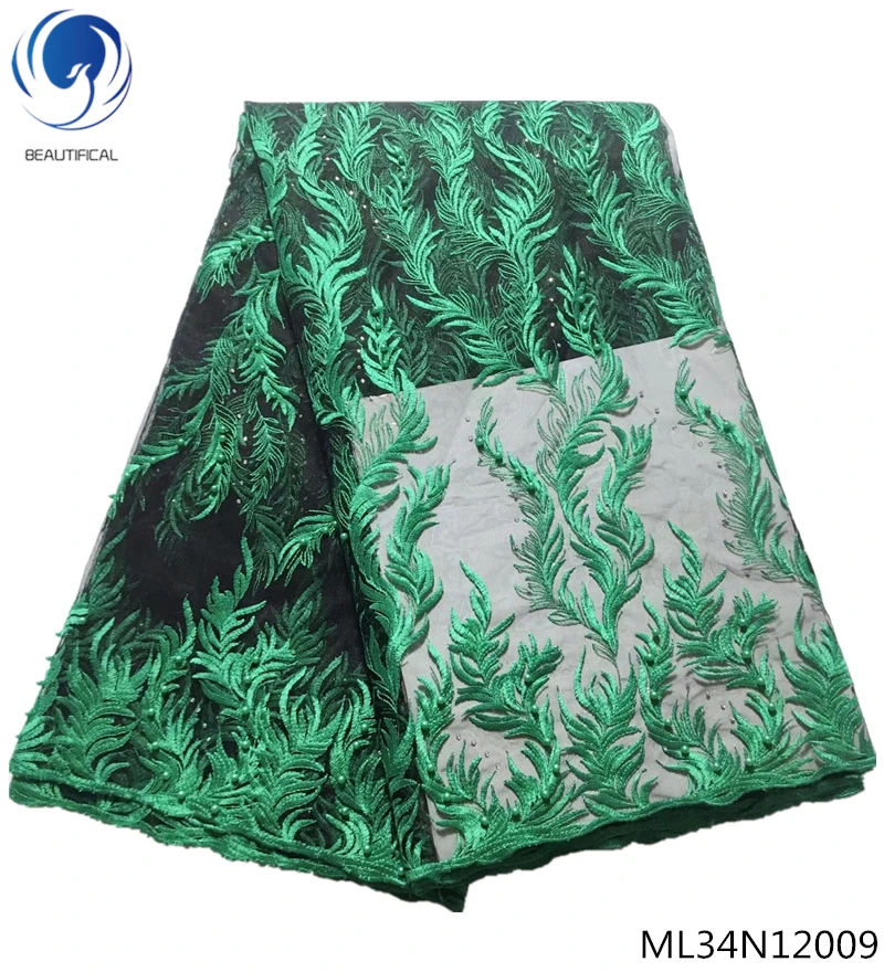 

Beautifical french tulle lace fabrics with beads and stones 2019 high quality african net laces dress 5yards/lot ML34N120