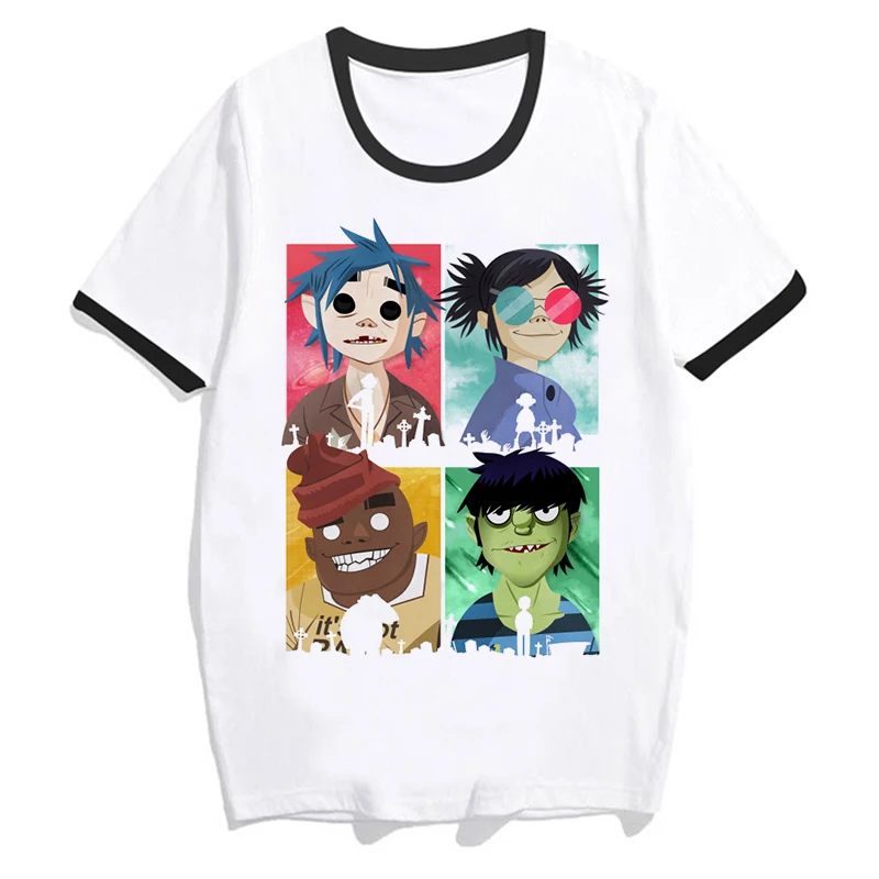 

Gorillaz men 2019 Summer fashion tshirt casual white print t shirt for male comfortable top tees male funny t-shirt MR65