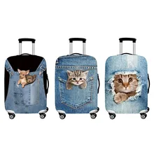 3D Pattern Travel Luggage Protection Cover Cute Cat & Dog 18-32 Inch Suitcase Elastic Case Covers Trolley Dust Cover For Travel