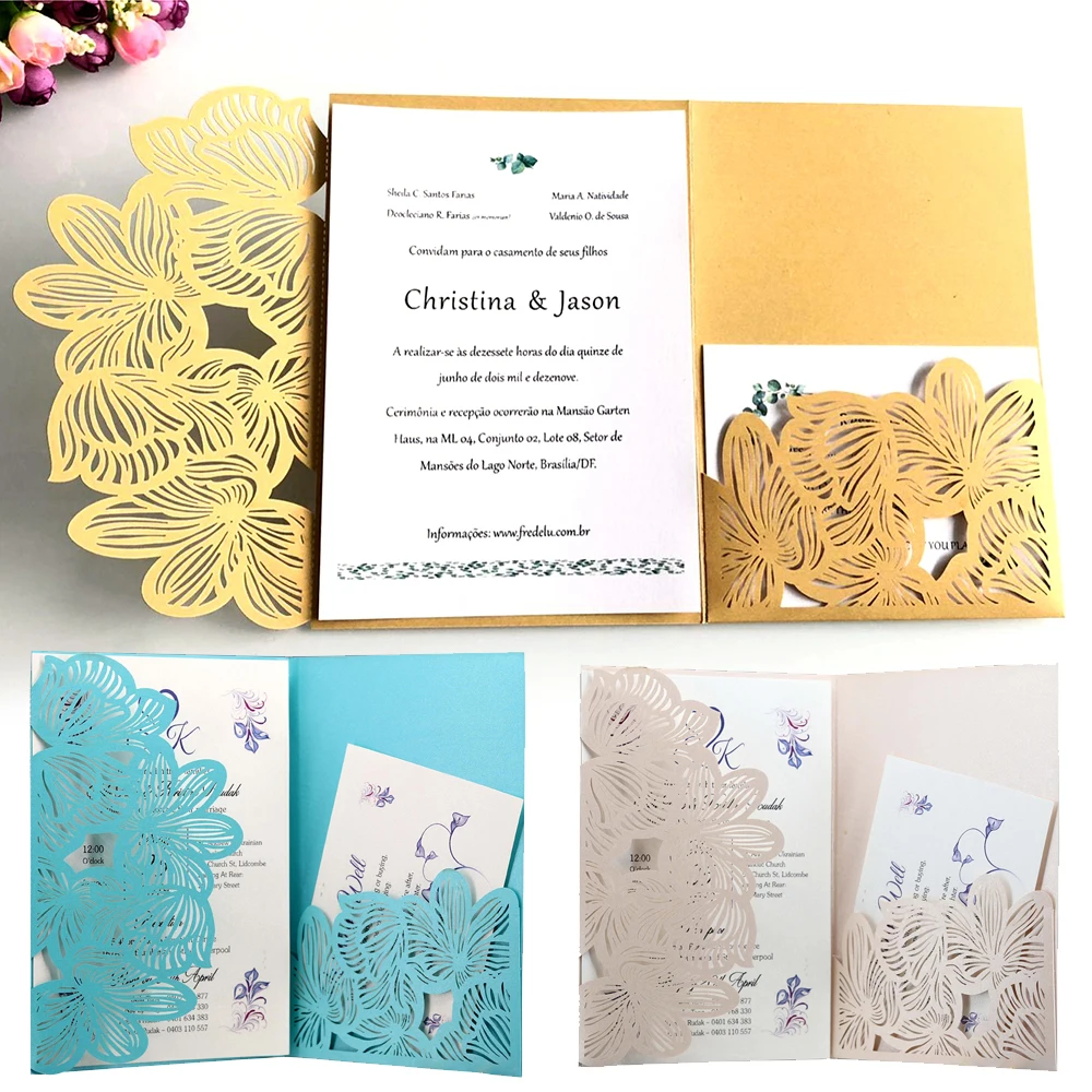  2019 New 10PCS Laser Cut Wedding Invitation Cards Greeting Card Customize Business Cards Party Supp - 32995044240