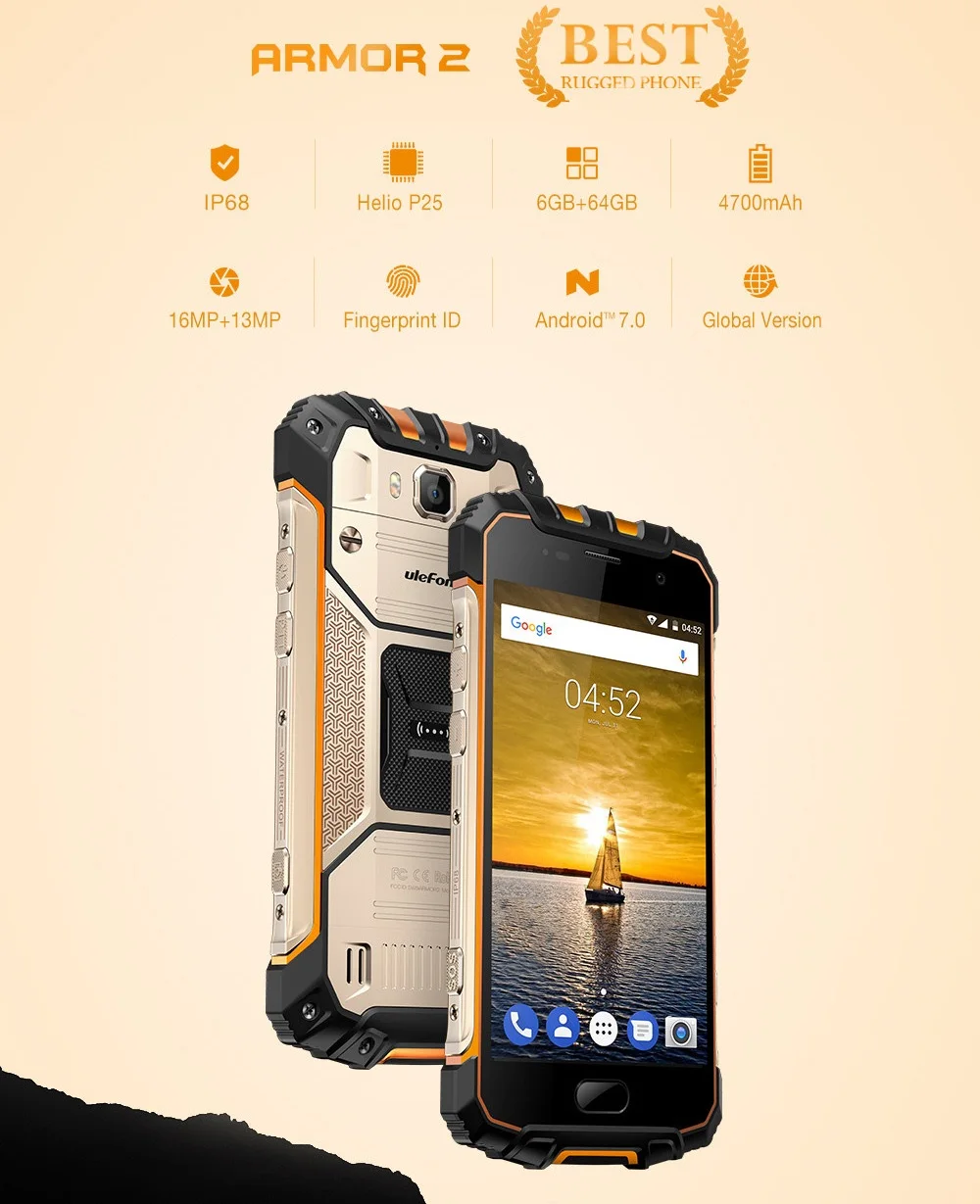Ulefone Armor 2 4G Смартфон Android 7 0 5 дюймов Helio P25 Восьмиядерный 6 ГГц ГБ ОЗУ 64 Гб ПЗУ IP68