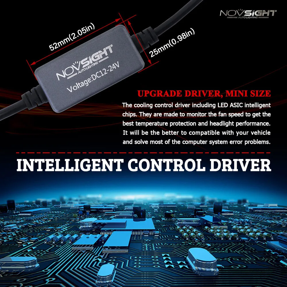 NOVSIGHT HB3 светодиодный фары 9005 9006 H4 H7 H11 с высоким качеством CSP чипов 60 Вт 6500 к супер