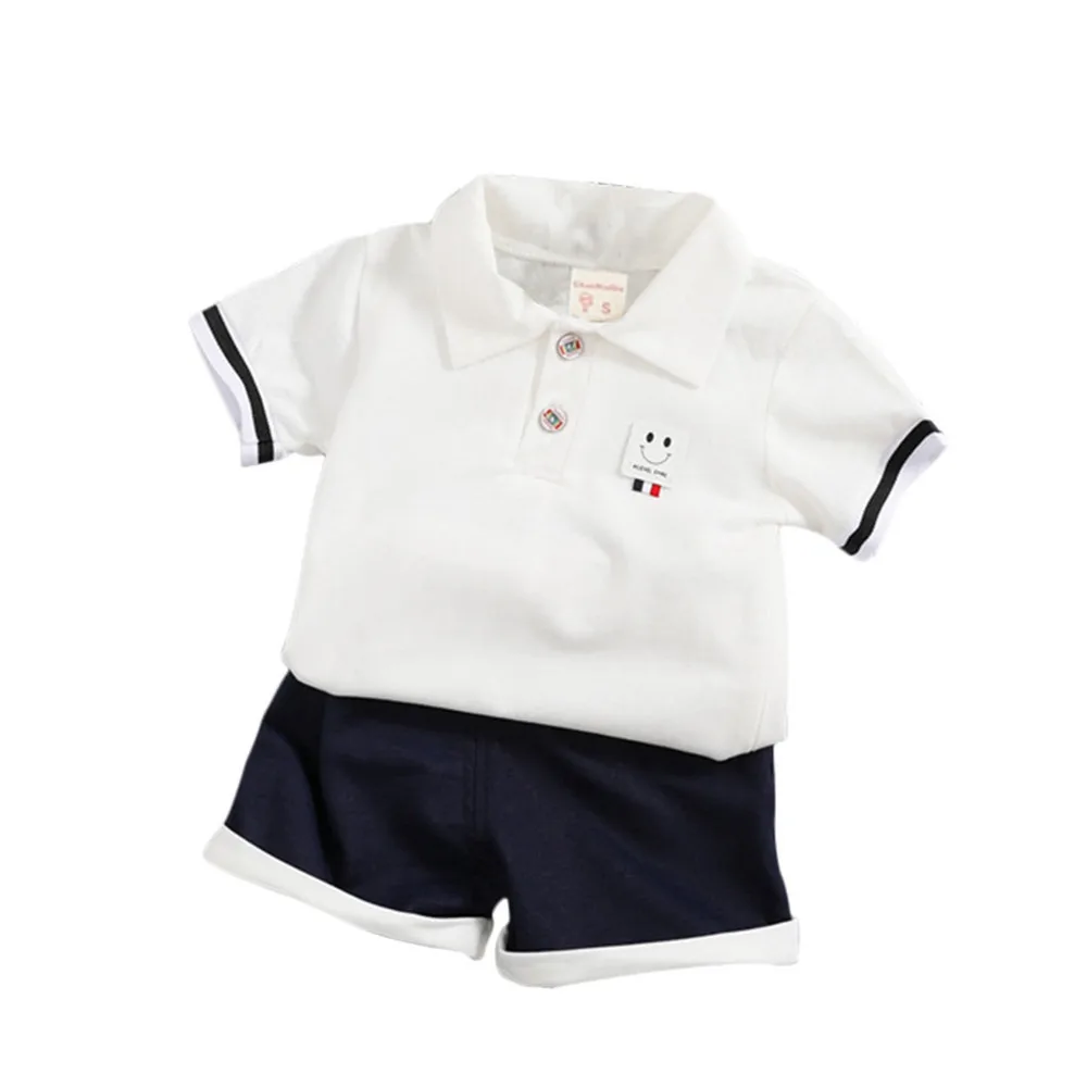 Summer Baby Boys Clothes Set Cotton Toddler Suits Short Sleeve Shirt + Black Pants Children Clothing For Kids Boys Summer Baby Boys Clothes Set Cotton Toddler Suits Short Sleeve Shirt + Black Pants Children Clothing For Kids Boys