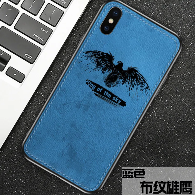 

New Silicon Ultra-thin Eagle Fabric Phone Case For Iphone 7 8 6 6s Plus X Xs Max Xr Cloth Texture Soft Protective Cover Coque