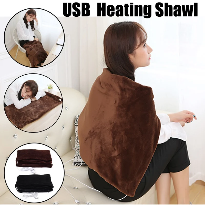45x80 см автомобильное домашнее электрическое грелочное одеяло, коврик на плечо для шеи, переносная нагревательная шаль, USB, мягкая, 5 В, 4 Вт, зимняя теплая, забота о здоровье