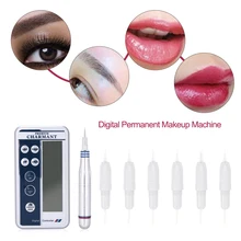 Электрическая цифровая Перманентная тату машинка для макияжа Наборы микроблейдинга постоянный Для Татуировка бровей и губ пистолет+ 6 шт. картридж иглы