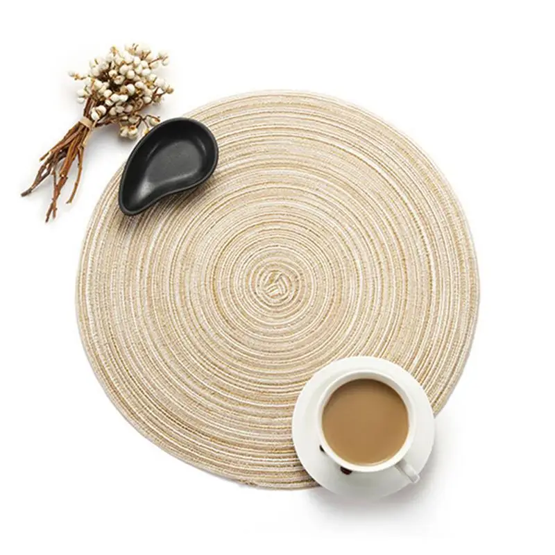 Placemat Pad Coasters Kitchen Table Mats For Dining Table Tableware Pad Hand-made Cotton Rope Woven Bowl Coaster Mat
