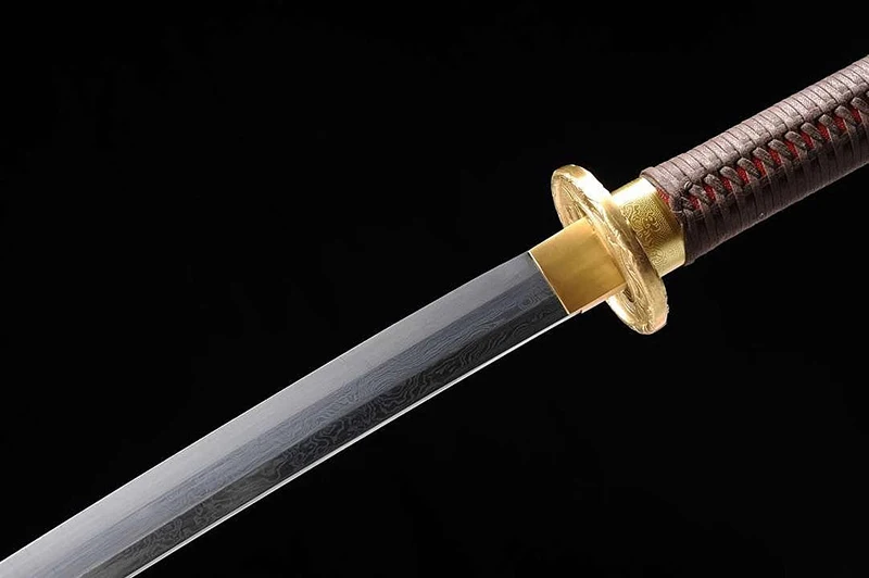 Red Blade Japanese Samurai Sword Handmade Damascus Folded Steel Full Tang Blade Funcatoinal Real Katana Collecation Sword