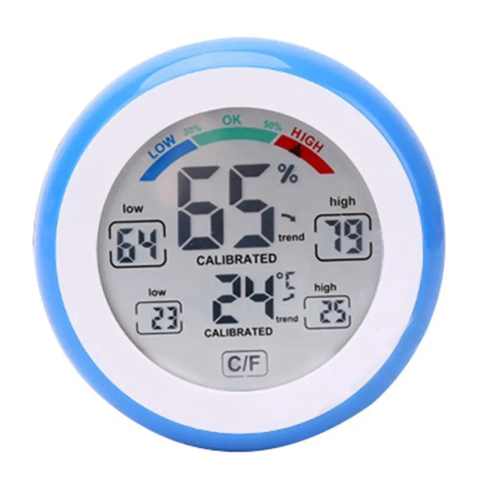

HHO-Digital LCD Display Indoor Thermometer Hygrometer Round Wireless Electronic Temperature Humidity Meter Weather Station Tes