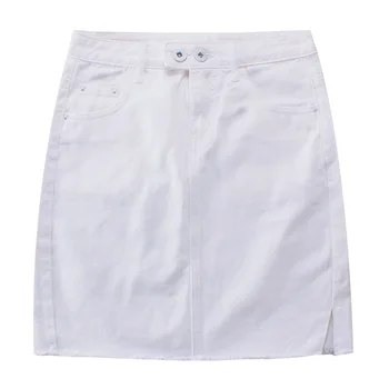 

Women White All-match Denim Skirt Tassel High Waist Bodycon Mini Skirt Female Streetwear Jeans Summer Skirts 2019