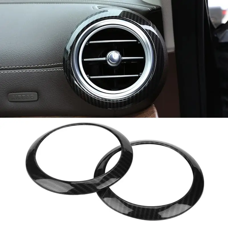 

2Pcs Car Styling Carbon Fiber Side Air Conditioning Vent Ring Cover Trim Frame for Mercedes-Benz E-Class W213 2016 2017 2018