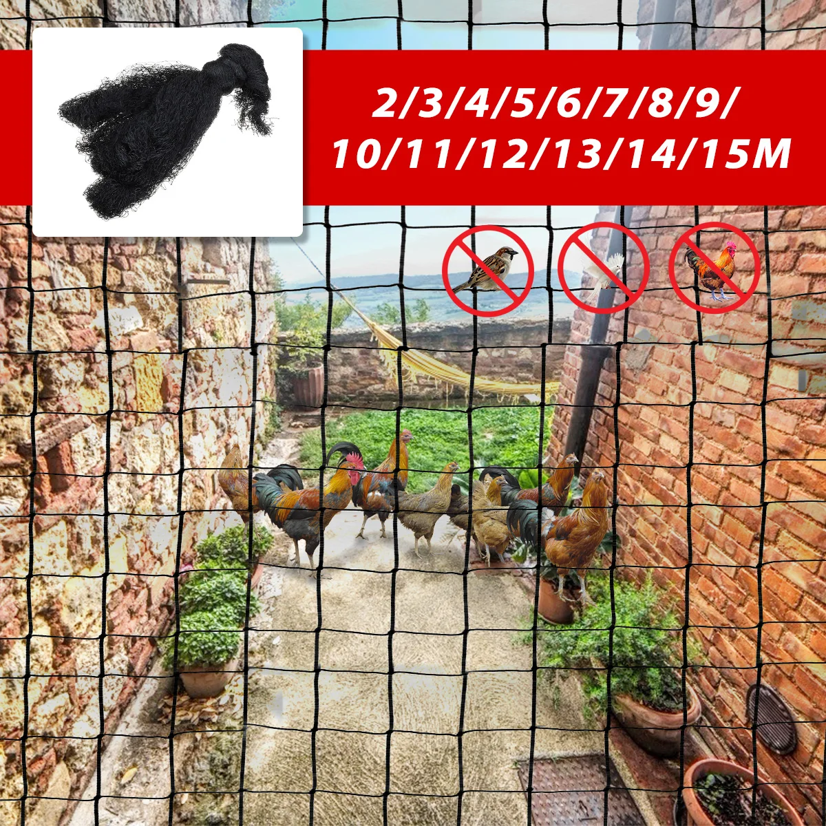 

1x Nylon Anti Bird Mesh 3x2-15m Garden Bird Net Netting Vegetables Pest Plant Crops Protect Mesh Anti Bird Cat Dog Chicken Net