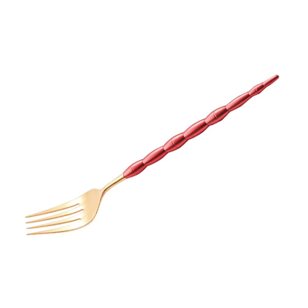 

1 Pc Meal Fork Stainless Steel Bamboo Shape Handle Practical Food Serving Fork Steak Fork Bar Home Restaurant Kitchen Tableware