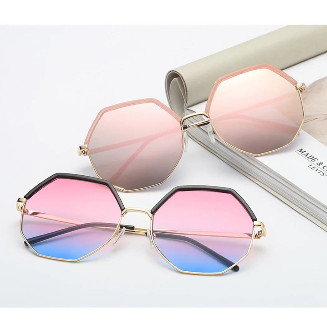 Metal Frame Gradient Shades Sunglasses Fashion Women Brand Designer Vintage Cat Eye Sun Glasses For Women UV400 Octagon Eyewear