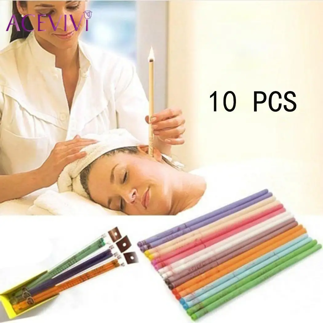 10 Pcs Natural Ear Candle Pure Bee Wax Thermo Auricular Therapy