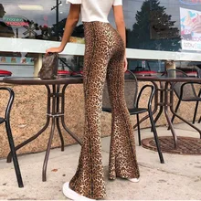 Женские расклешенные брюки с высокой талией, со змеиным принтом, свободные брюки, мода, женский эластичный пояс, леопардовые длинные штаны с принтом, большие размеры