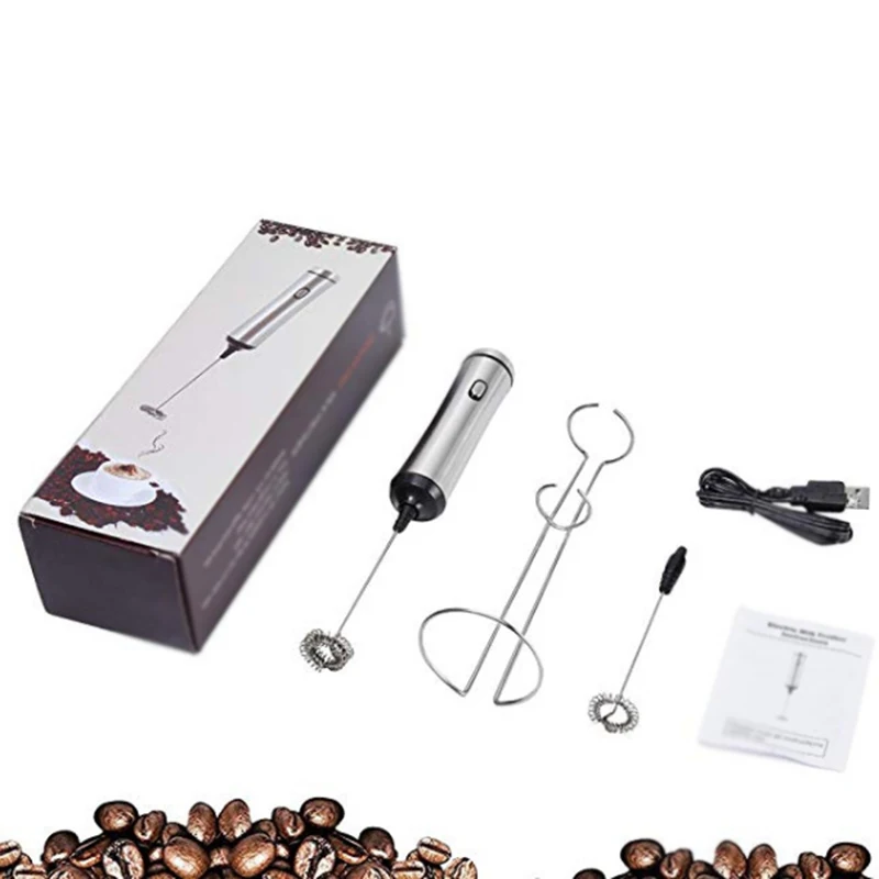 

USB Handheld Recharge Milk Frother Coffee Foam Maker W/ Spring Whisk 23*2.8cm