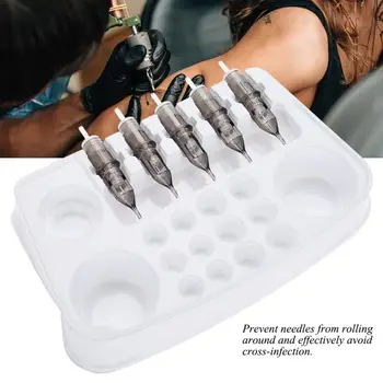 

12Pcs Disposable Plastic Tattoo Cartridge Color Tray Needle Holder Stand Trays Tattoo Plate