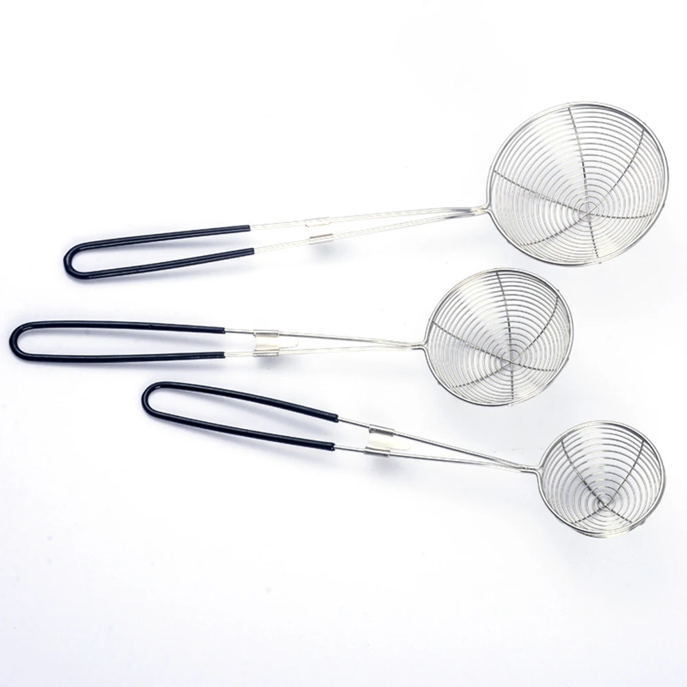 

1pcs Kitchen Tools Silicone Handle Oil Pot Strainer Ladle Skimmer Oval Fine Mesh Stainless Steel for Food