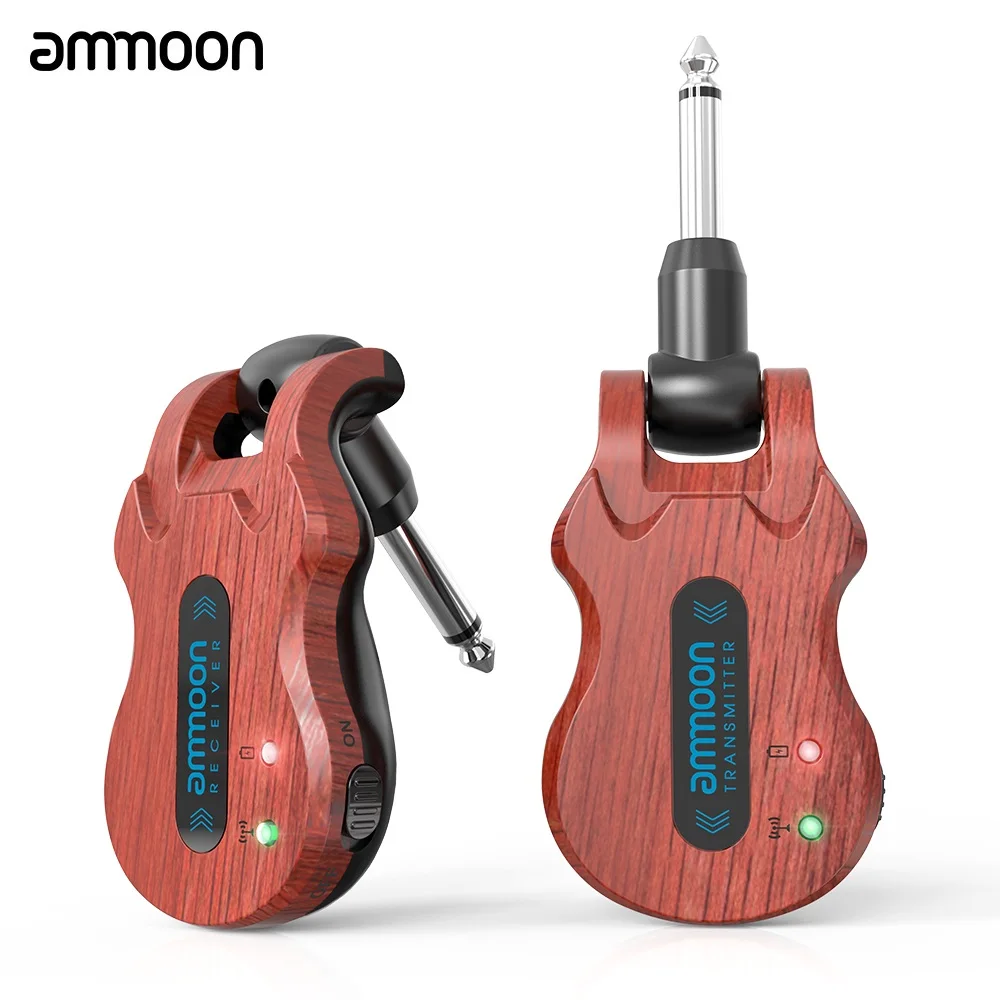 US $42.99 ammoon Wireless Guitar System Digital Guitar Transmitter Receiver Builtin Rechargeable Battery 300 Feet Transmission Range