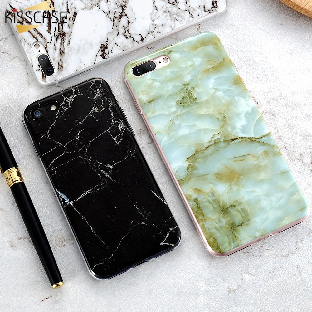 Чехол KISSCASE с мраморным лицевым покрытием для iPhone 6 6S 7 8 Plus 5S 5 SE Мягкий силиконовый