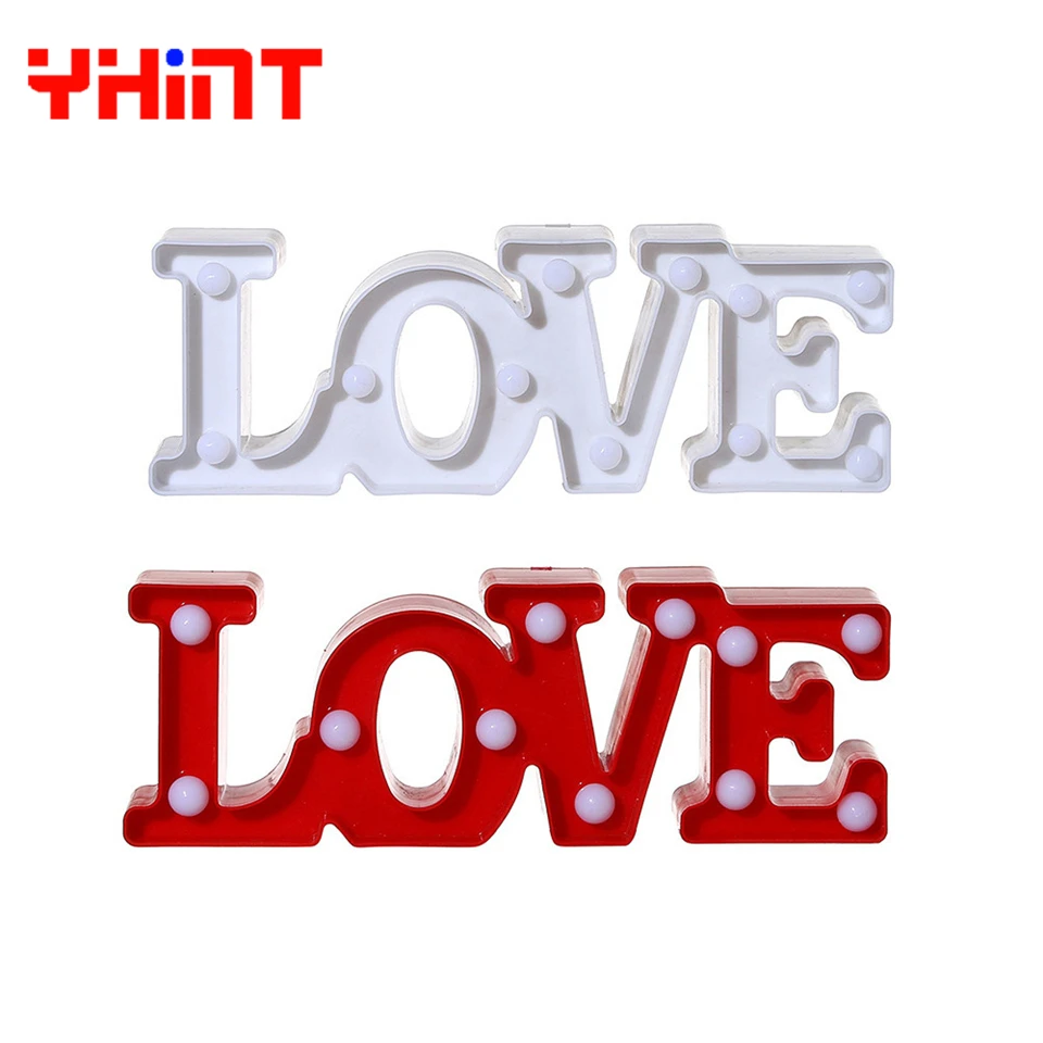Романтическая 3D Светодиодная лампа с надписью Love теплый белый светодиодный