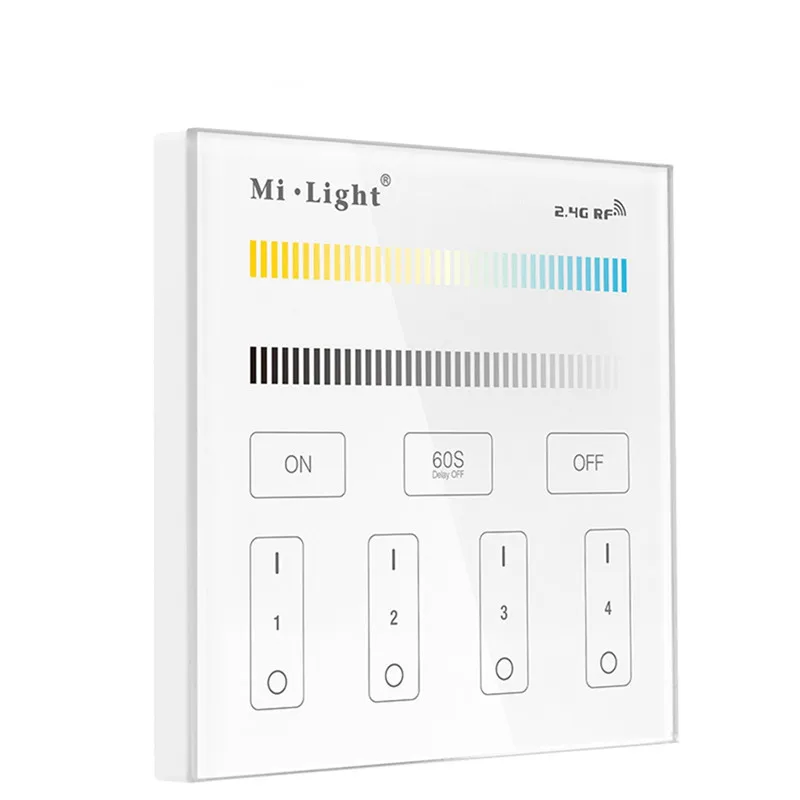 

CLAITE Color Temperature Adjust Randomly T2 4-Zone CCT Adjust Smart Panel Remote LED Strip Light Controller AC180V-240V