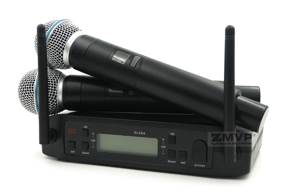 УВЧ Профессиональный GLXD4 беспроводной микрофон беспроводной живой вокал караоке система с BETA58 двойной ручной передатчик микрофон