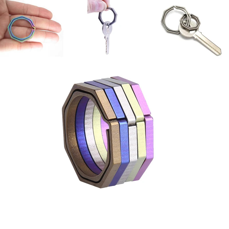 

Titanium TC4 Ti Octagon Keychain Key multi gear buckle gadget hang Pocket Hook kit tool clip Keyring ring outdoor camp hike edc