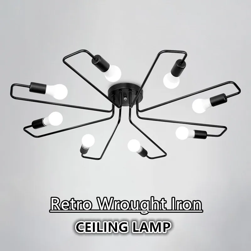 Us 25 84 24 Off Creative Vintage Wrought Iron Chandelier Ceiling Lamp E27 Led Lamparas De Techo Black White Retro Industrial Home Deco Luminaria In