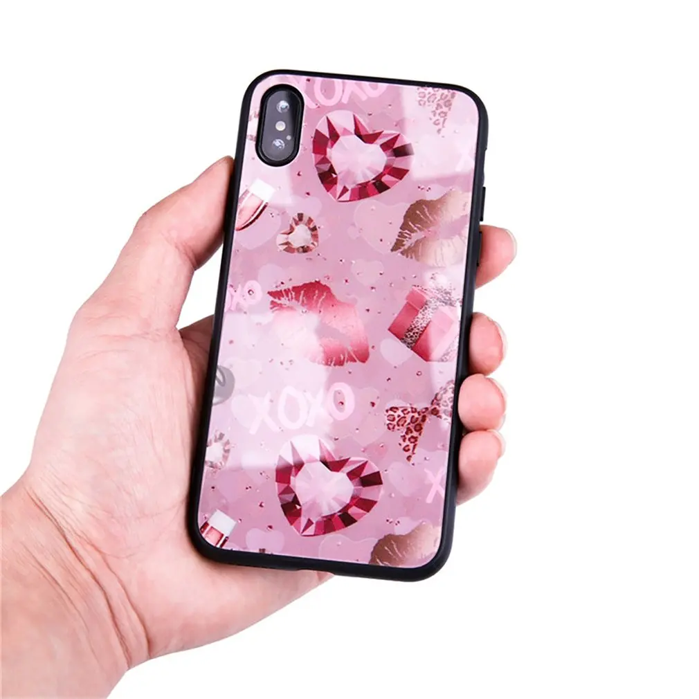 Lip Pattern Aurora Glass Phone Case Cover Shell Cellphone Case Protection Man Woman Fashion Accessories,Mobile Phone