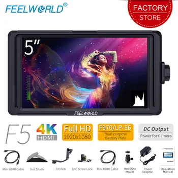 

Feelworld F5 5'' DSLR On Camera Field Monitor Full HD 1920x1080 IPS Video Peaking Focus Assist with 4K HDMI Input 8.4V DC Output