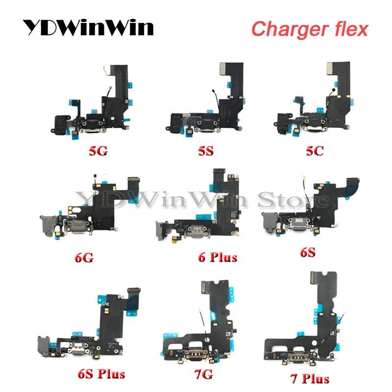 

1pcs New Charger Charging Port USB Dock Connector For iPhone 5 5S 6 6S 7 Plus Headphone Audio Jack Flex Cable Replacement