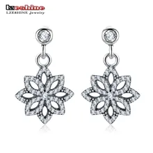 

LZESHINE Luxury Silver Drop Earrings with Clear CZ Vintage Brand Earrings For Women Wedding Engagement Jewelry Gifts